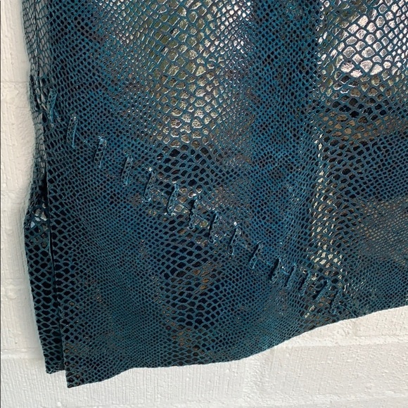 Emma Black Leather Embossed Asymmetrical Skirt - Picture 4 of 9